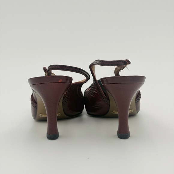 DOLCE & GABBANA BURGUNDY LEATHER SLINGBACK HEELS – IT 36 - Picture 4 of 7